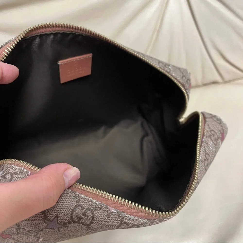 GUCCI SUPREME Star Print Zipper Cosmetic Pouch Make Up Bag
